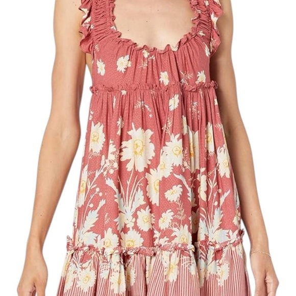 Intimately By Free People Dresses & Skirts - Free People Soft Red and Pale Yellow Floral Sundress/(Cover-up/Nightie)